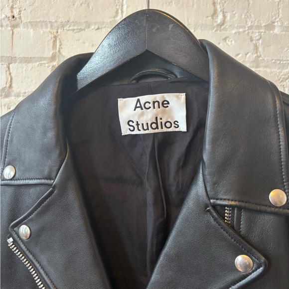 ACNE BLACK LEATHER JACKET size 42 - Picture 3 of 8